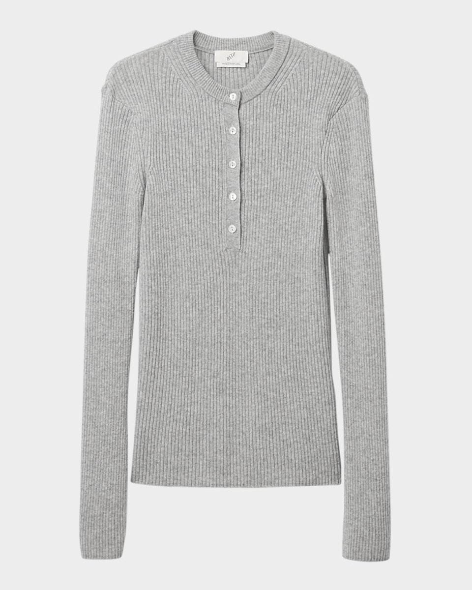 Cashmere Rib Henley Sweat